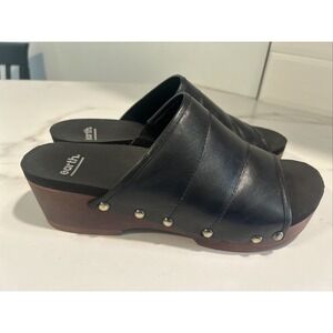 EARTH‎ BLACK LEATHER PINE TIGA SANDALS SIZE 9